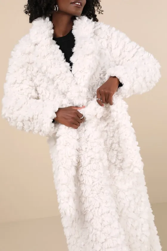 Incredible Comfort Ivory Faux Fur Longline Coat sold by Lulus product image thumbnail 4
