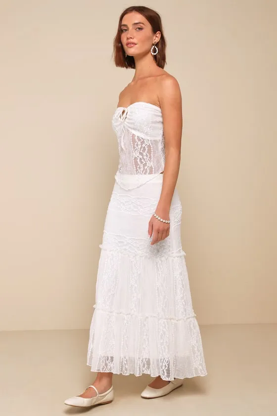 Flawless Breeze Ivory Lace Tiered Strapless Two-Piece Midi Dress sold by Lulus product image thumbnail 4