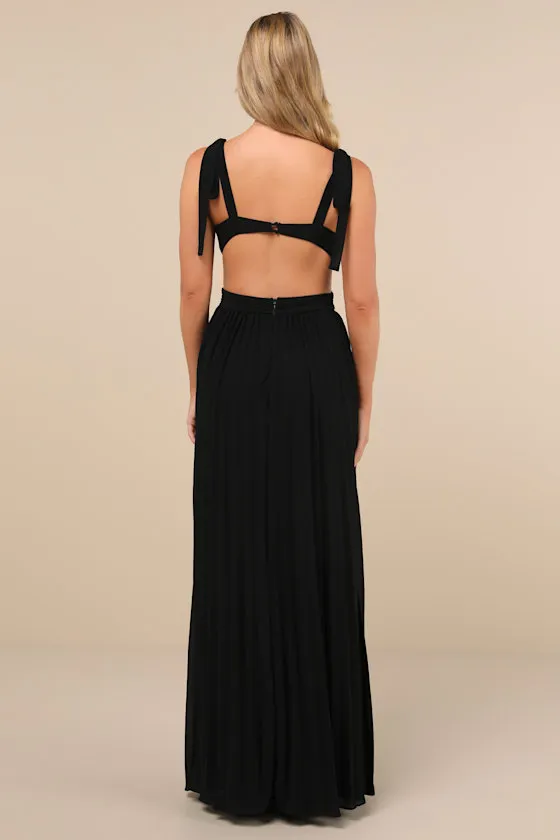 Celebratory Allure Black Pleated Backless Maxi Dress sold by Lulus product image thumbnail 2