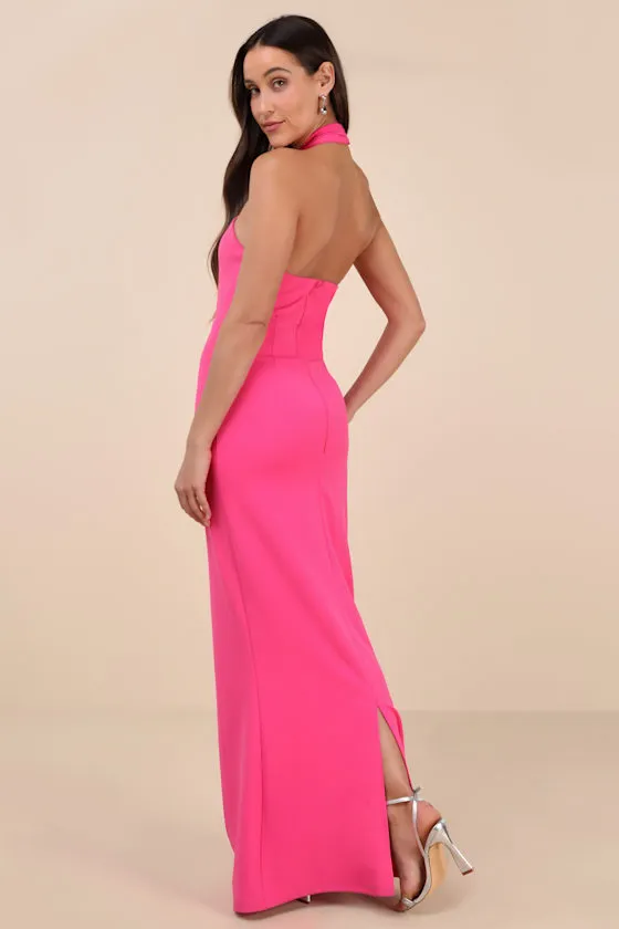Mesmerizing Perfection Pink Halter Neck Backless Maxi Dress sold by Lulus product image thumbnail 2