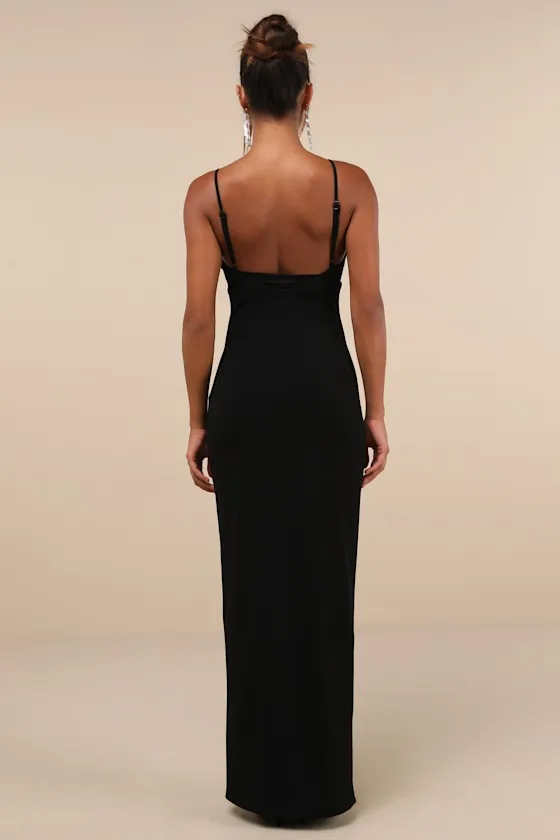 Exceptional Stunner Black Lace Twist-Front Maxi Dress sold by Lulus product image thumbnail 3