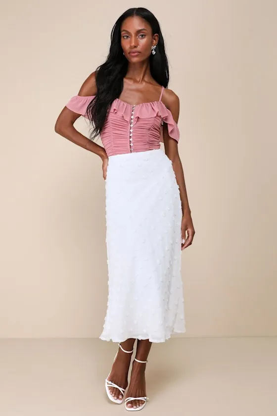 Elegant Posture Mauve Pink Mesh Ruched Cold-Shoulder Bodysuit sold by Lulus product image thumbnail 3