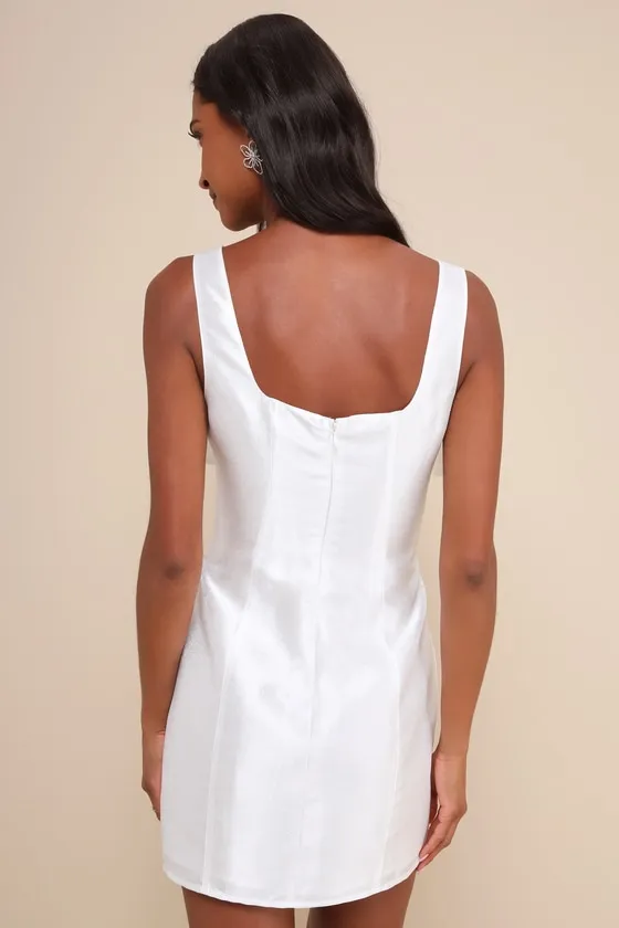 Exceptionally Precious Shiny White Ribbon Bow Mini Dress sold by Lulus product image thumbnail 2