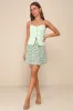 Sweet Tendencies Green Floral Rosette Bow Mini Skirt sold by Lulus
