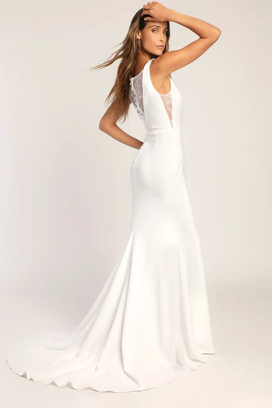 Long-Lasting Love Ivory Lace V-Neck Mermaid Dress sold by Lulus