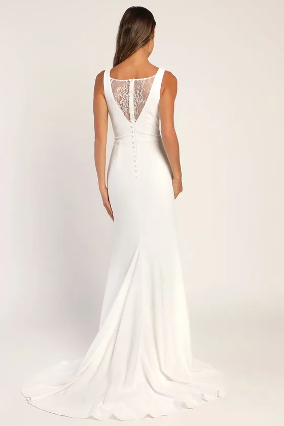 Long-Lasting Love Ivory Lace V-Neck Mermaid Dress sold by Lulus product image thumbnail 4