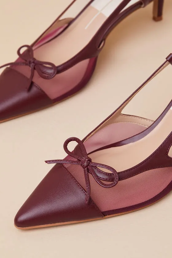 Kandi Maroon Mesh Leather Bow Slingback Pumps sold by Lulus product image thumbnail 4