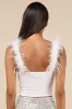 Fabulous Attraction White Feather Cropped Tank Top sold by Lulus