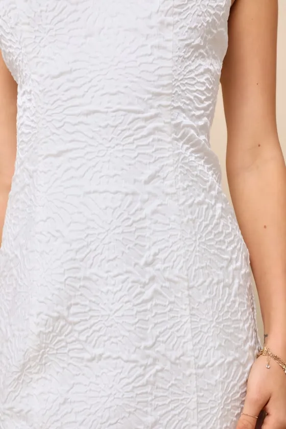 Cute Destiny White Floral Jacquard Sleeveless Mini Dress sold by Lulus product image thumbnail 4