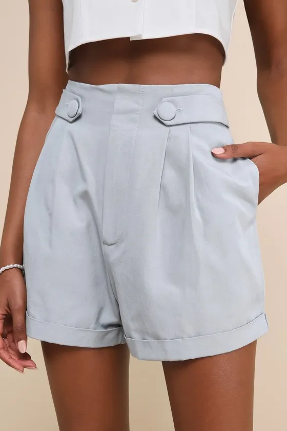 Sophisticated Preference Slate Blue Tailored High-Rise Shorts sold by Lulus product image thumbnail 2