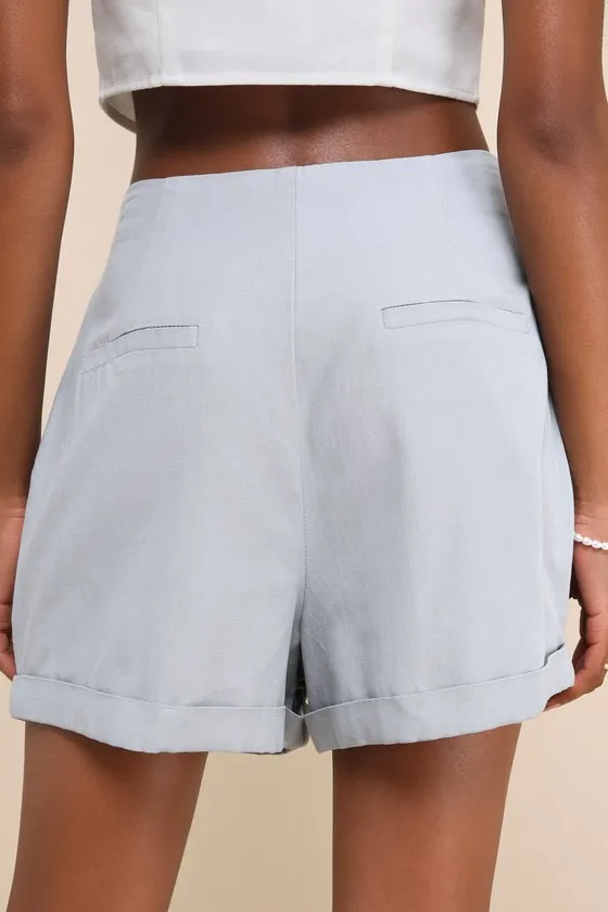 Sophisticated Preference Slate Blue Tailored High-Rise Shorts sold by Lulus product image thumbnail 3