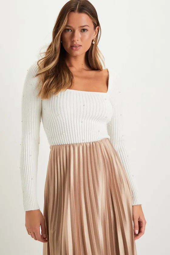 Fashionable Perfection Ivory Ribbed Pearl Sweater Top sold by Lulus product image thumbnail 2