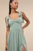 Radiant Charisma Sage Brush Chiffon Ruched Tie-Strap Maxi Dress sold by Lulus