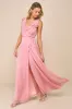 Adorable Elegance Pink Chiffon Ruffled Backless Wrap Maxi Dress sold by Lulus