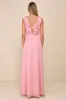 Adorable Elegance Pink Chiffon Ruffled Backless Wrap Maxi Dress sold by Lulus