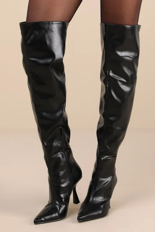 Harpwood Black Over-the-Knee Boots sold by Lulus