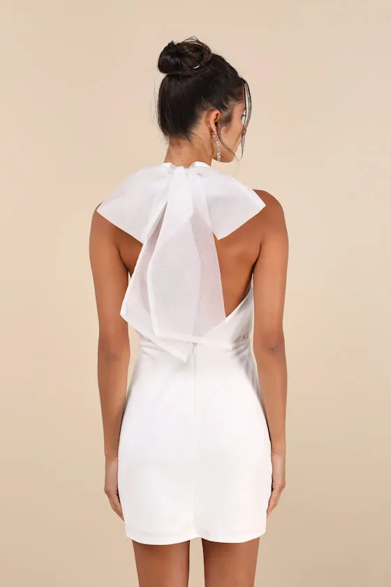 Simply Magnificent White Organza Halter Backless Mini Dress sold by Lulus product image thumbnail 2