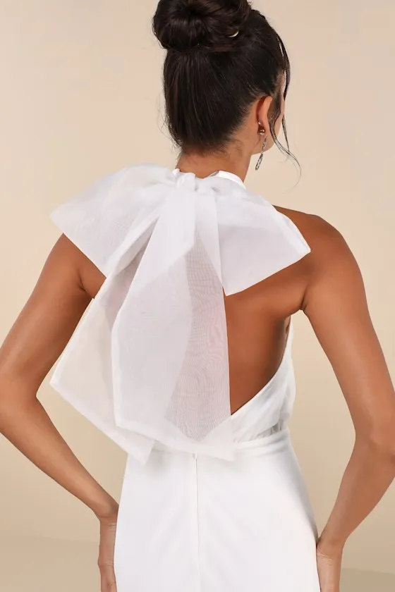 Simply Magnificent White Organza Halter Backless Mini Dress sold by Lulus product image thumbnail 4