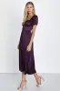 Flawless Forever Dark Purple Satin Pleated Midi Dress sold by Lulus