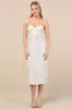 Adena White Jacquard Strapless Bustier Midi Dress sold by Lulus