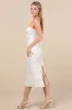 Adena White Jacquard Strapless Bustier Midi Dress sold by Lulus