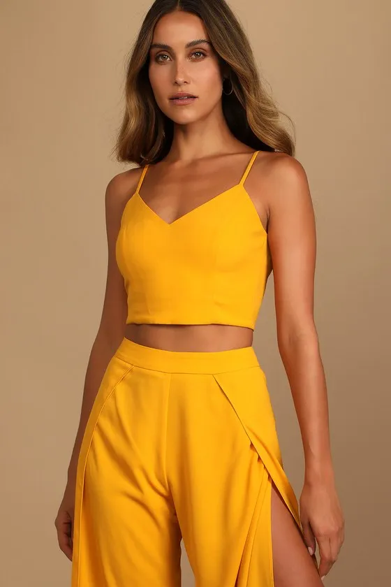 Out Tonight Mustard Yellow Two-Piece Jumpsuit sold by Lulus product image thumbnail 3