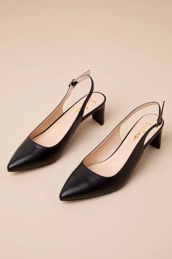 Bastienne Black Pointed-Toe Slingback Pumps sold by Lulus product image thumbnail 2