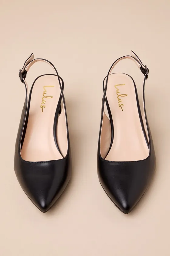 Bastienne Black Pointed-Toe Slingback Pumps sold by Lulus product image thumbnail 3
