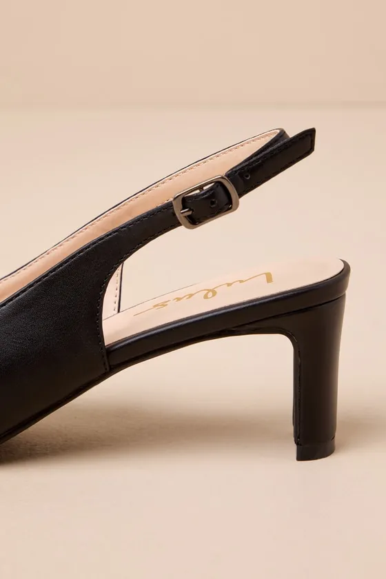 Bastienne Black Pointed-Toe Slingback Pumps sold by Lulus product image thumbnail 4