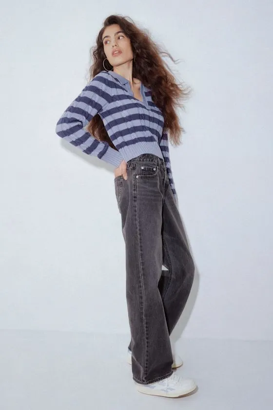 Low Loose Washed Black Low-Rise Wide-Leg Jeans sold by Lulus