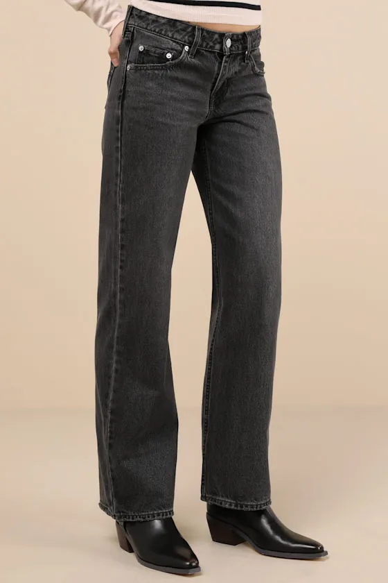 Low Loose Washed Black Low-Rise Wide-Leg Jeans sold by Lulus product image thumbnail 2