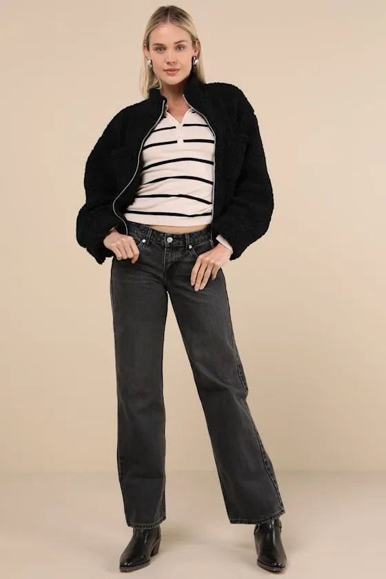 Low Loose Washed Black Low-Rise Wide-Leg Jeans sold by Lulus product image thumbnail 3