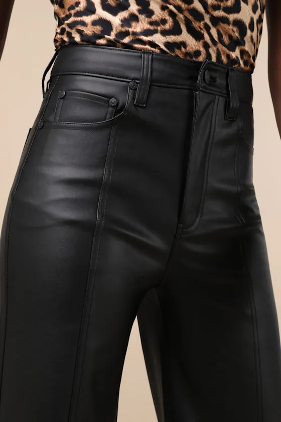 Far Out Vegan Black Vegan Leather High-Rise Wide-Leg Pants sold by Lulus product image thumbnail 4