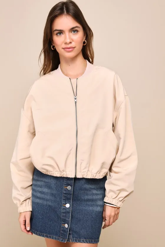 Cool Perfection Beige Bomber Jacket sold by Lulus product image thumbnail 2