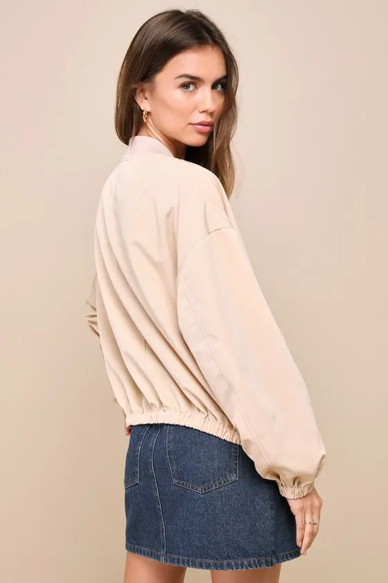 Cool Perfection Beige Bomber Jacket sold by Lulus product image thumbnail 4