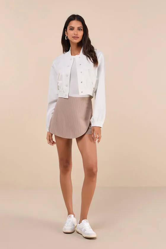 Cultivated Coolness White Twill Cropped Bomber Jacket sold by Lulus product image thumbnail 2