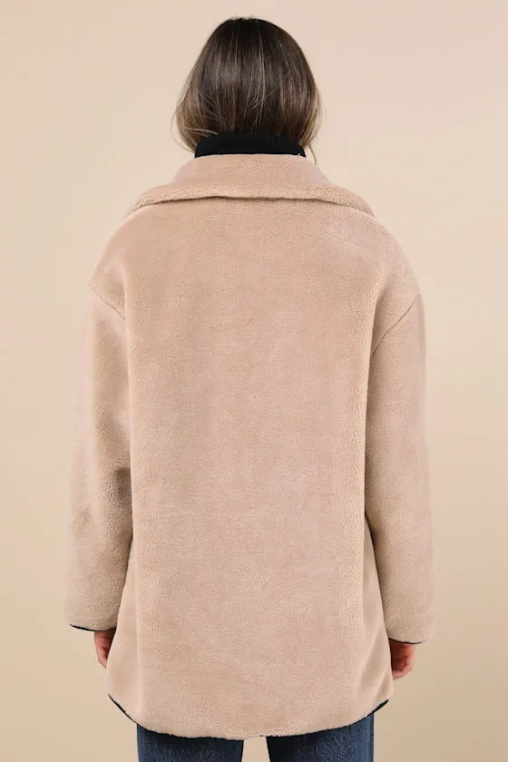 Coziest Forecast Beige Shearling Collared Toggle Coat sold by Lulus product image thumbnail 3