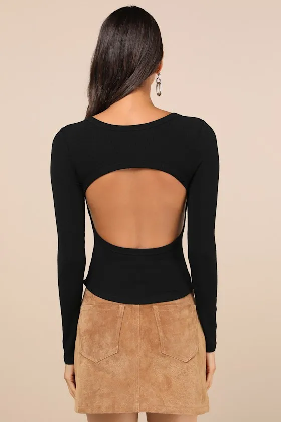 Got My Back Black Long Sleeve Backless Top sold by Lulus product image thumbnail 2