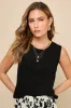 Clean Aesthetic Black Sweater Knit Tank Top sold by Lulus