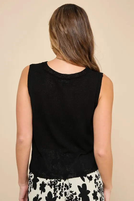 Clean Aesthetic Black Sweater Knit Tank Top sold by Lulus product image thumbnail 3