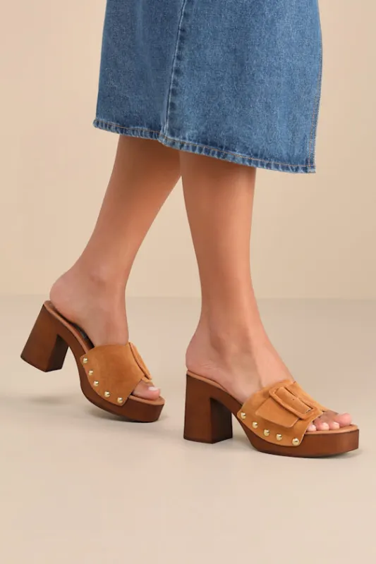 Marlena Sand Suede Leather Studded Platform Sandals sold by Lulus