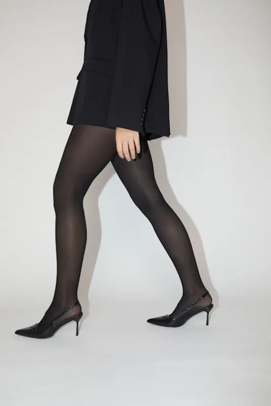 360 Contourâ„¢ 80 Denier Black Opaque Tights sold by Lulus