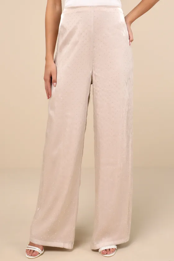 Memorable Style Champagne Satin Wide-Leg Pants sold by Lulus product image thumbnail 2