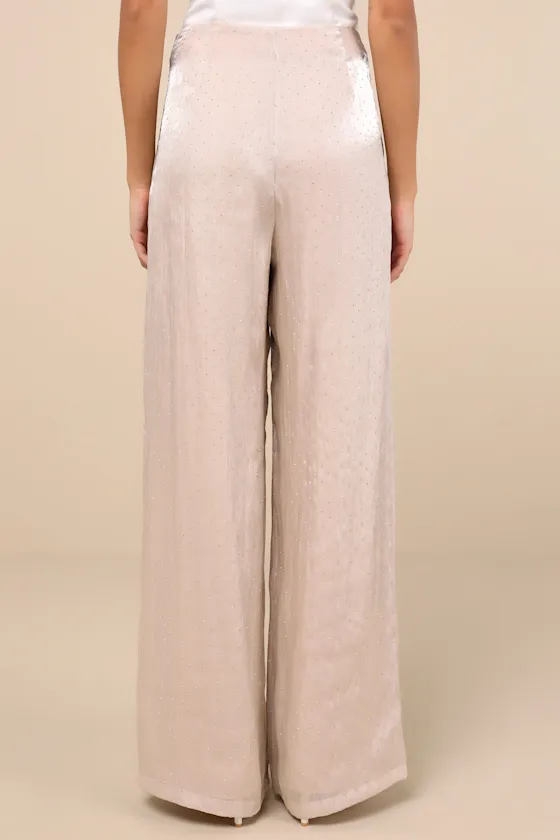 Memorable Style Champagne Satin Wide-Leg Pants sold by Lulus product image thumbnail 3