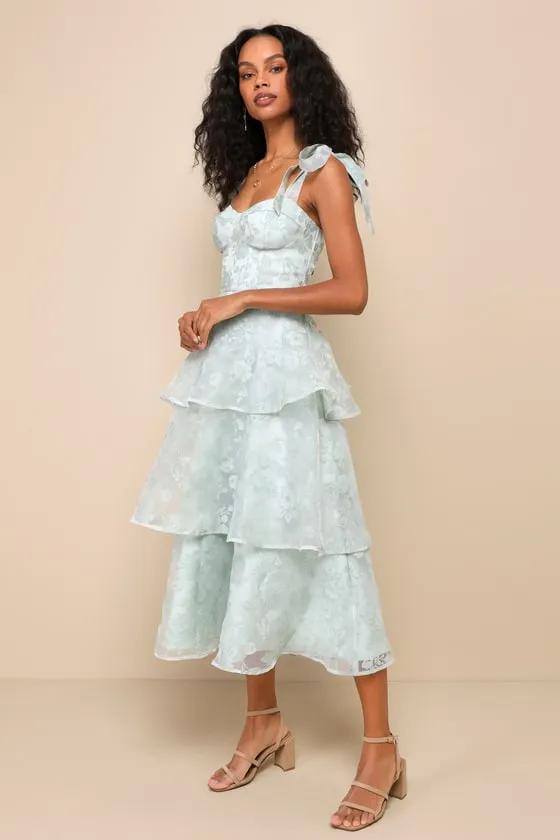 Glamorous Sweetie Sage Burnout Tie-Strap Bustier Midi Dress sold by Lulus