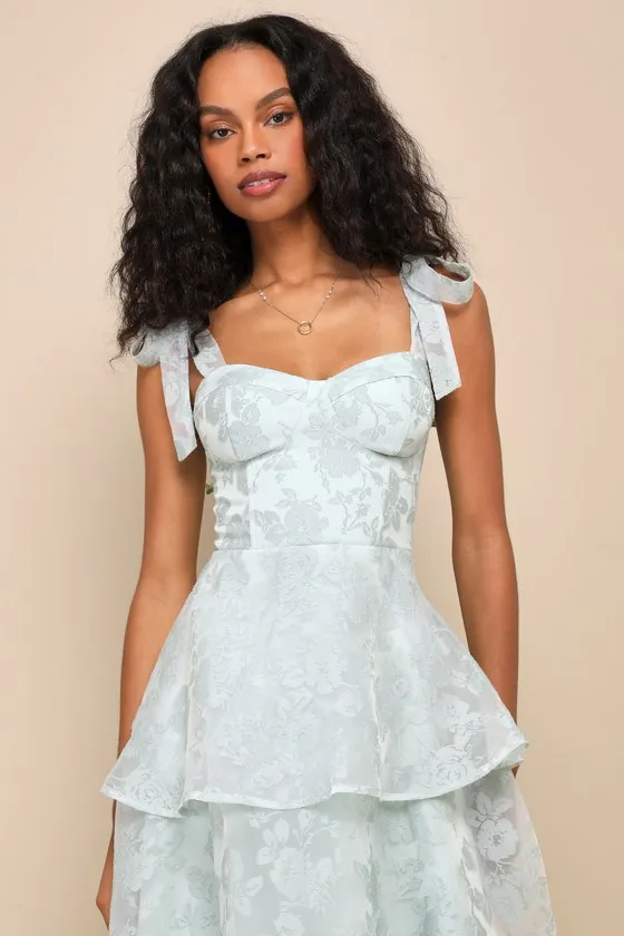 Glamorous Sweetie Sage Burnout Tie-Strap Bustier Midi Dress sold by Lulus product image thumbnail 2