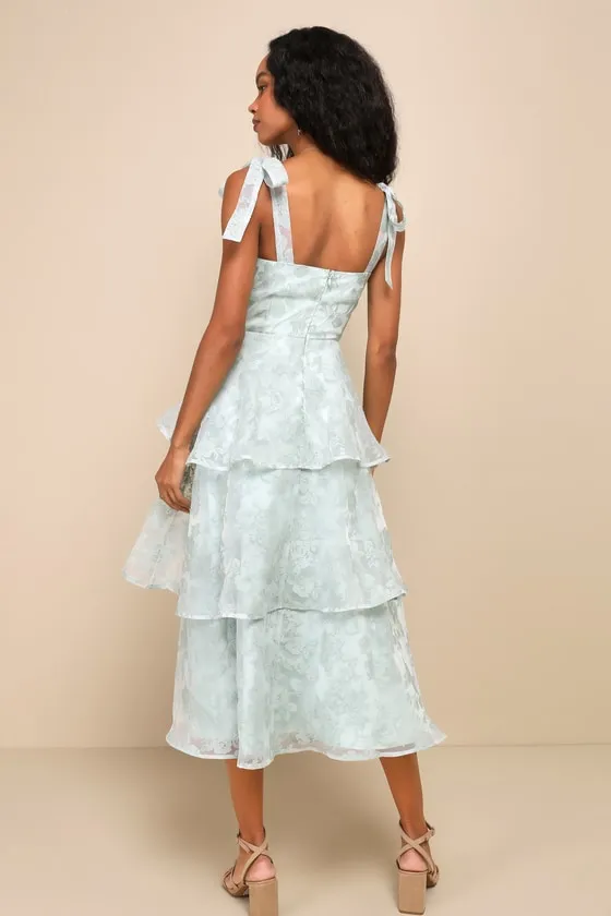 Glamorous Sweetie Sage Burnout Tie-Strap Bustier Midi Dress sold by Lulus product image thumbnail 4