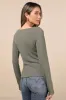 Novel Poise Olive Green Textured V-Neck Long Sleeve Top sold by Lulus