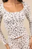 Bovita Cream Floral Ribbed Long Sleeve Top sold by Lulus