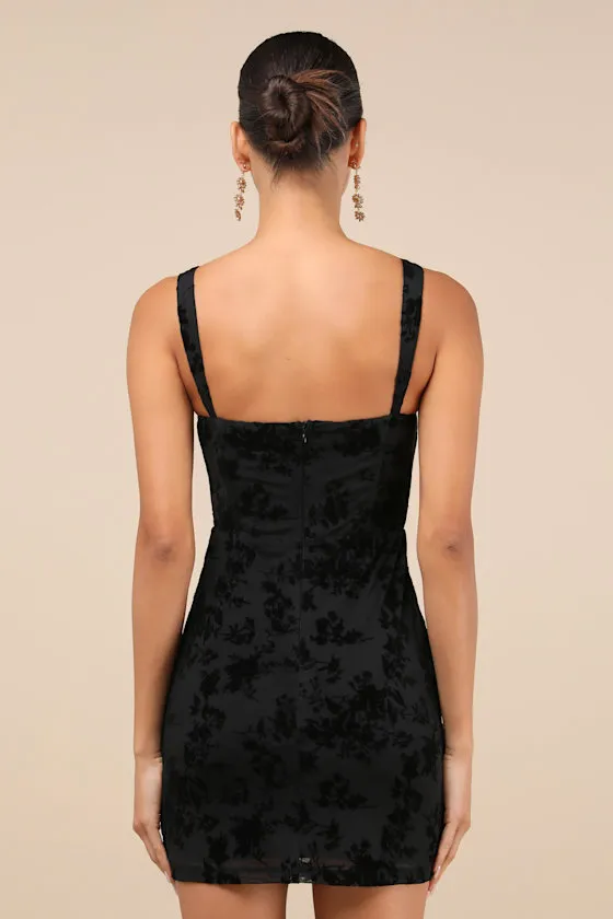 Stunning Status Black Mesh Velvet Burnout Bustier Mini Dress sold by Lulus product image thumbnail 2